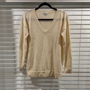 Reiss Cream Knit V-Neck Sweater
